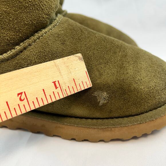 Cozy Cabincore UGG Boots Green Suede Shearling Fold Down Boho Women’s 10 Winter - Picture 6 of 10